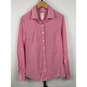 J. Crew Women’s Pink White Gingham Button‎ Up Long Sleeve Cotton Shirt Size 2